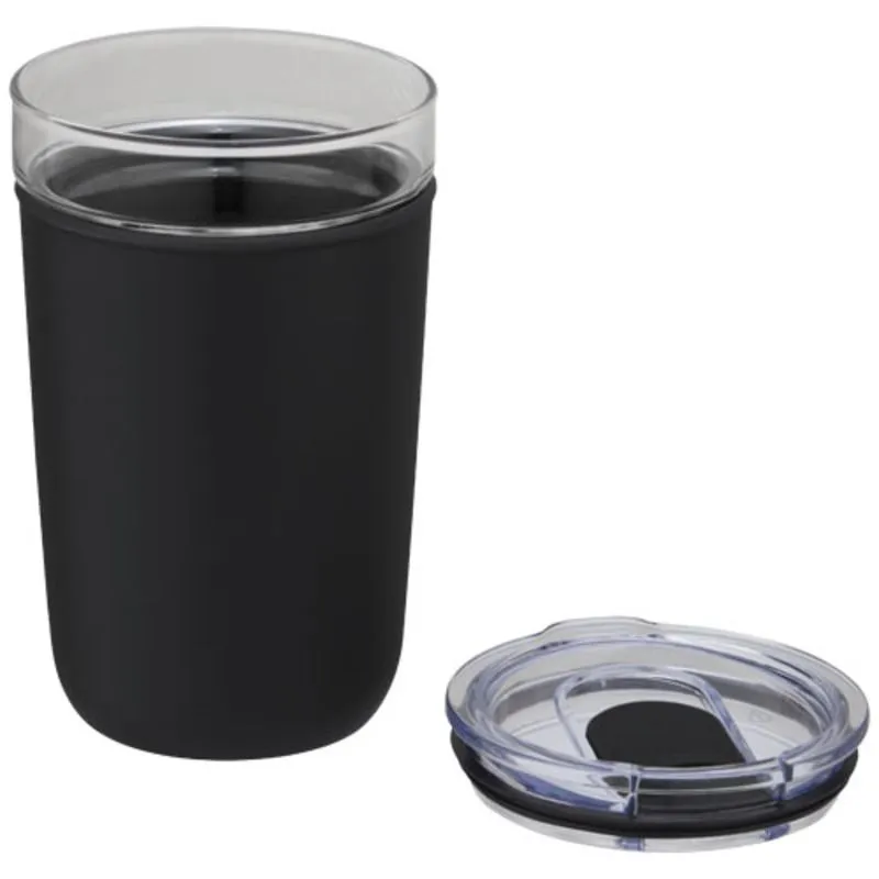 Vaso de vidrio de 420 ml con pared exterior de plástico reciclado 'Bello'